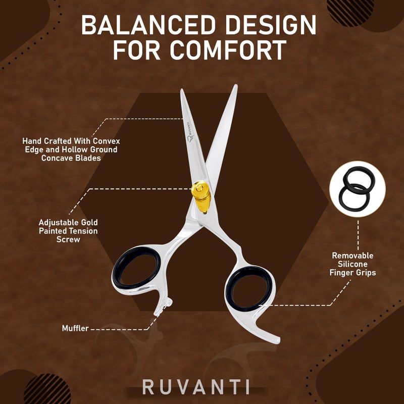 Ruvanti Hair Cutting Scissors - Professional Barber Premium Shears For Salon And Home Use, Sharp & Durbale Stainless Steel Blades for essential hair care & grooming, Comfortable Grip Handles - Image 3